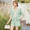 绿色短款小香风外套女夏季薄款气质名媛西装短裤套装高级感两件套 商品缩略图0