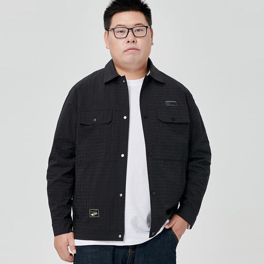 【一口价】【新款DJ】大依优型衬衫翻领外套暗纹提花夹克男宽松加肥加大码男士上衣胖子肥佬休闲Y 商品图2