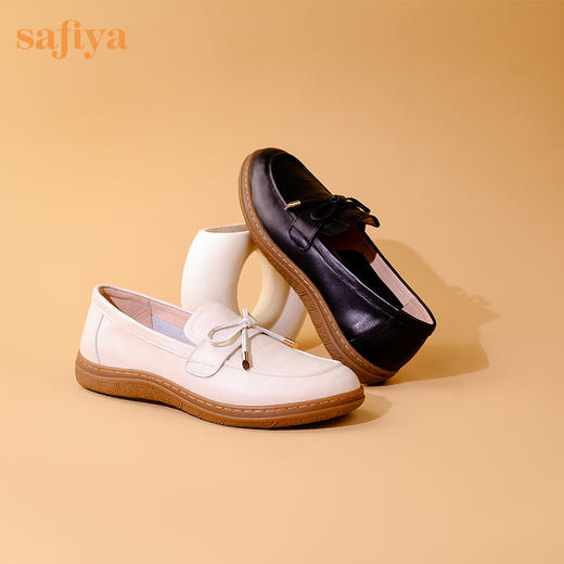 Safiya/索菲娅2023秋新款防滑平底蝴蝶结一脚蹬真皮单鞋 SF33112035 商品图1