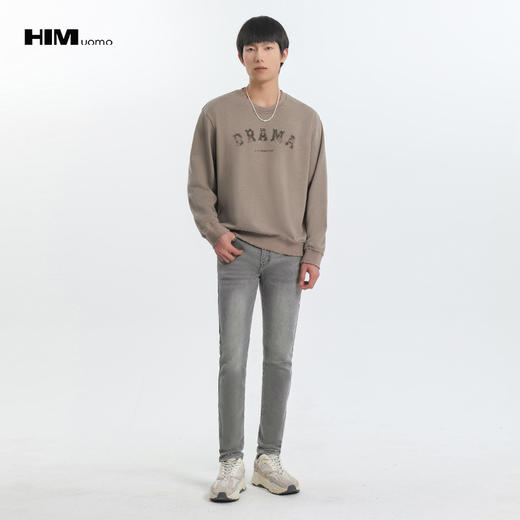 HIM漢崇  复古洗旧破损字母印花休闲长袖圆领套头卫衣2025秋季 商品图0