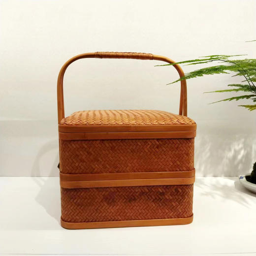 古风竹编提篮°方形双层 商品图0