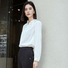 玳莎立领真丝衬衫女2023年秋季新款白色通勤设计感衬衣桑蚕丝上衣 DC31306 商品缩略图1