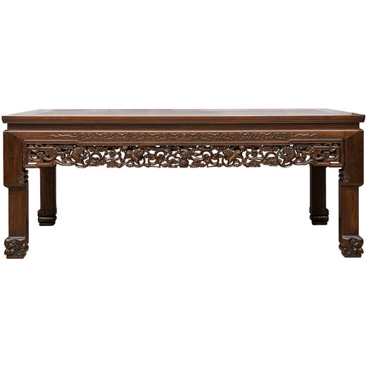 清 红木透雕狮纹大画桌 商品图5