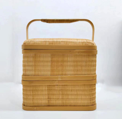 清香本色竖编纹竹提篮-中号 商品图1