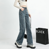 【复古烟管直筒牛仔裤】春秋款翻边高腰设计女  直筒宽松版型 显瘦显高牛仔长裤 商品缩略图2