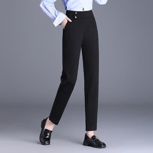 MYX-KDFY -W0805-Y,小脚裤秋季新款女装时尚气质女装哈伦裤松紧高腰黑色长裤 商品图1