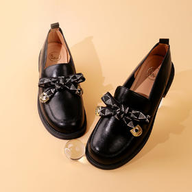 Safiya/索菲娅2023秋季新品 英伦风软底一脚蹬蝴蝶结休闲小皮鞋深口鞋 SF33112038