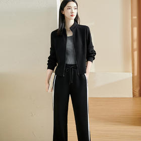 休闲运动套装 自带高级感 米思阳2026春季时尚休闲外套阔腿裤两件套2061