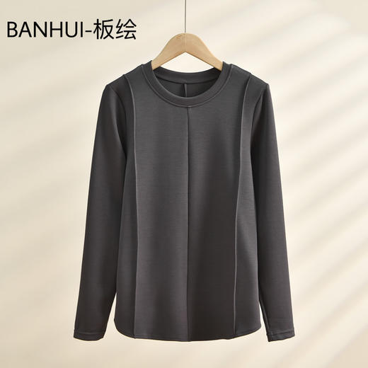 【BANHUI-板绘】韩版设计感圆领长袖T恤女修身显瘦上衣打底春秋季内搭百搭 商品图5