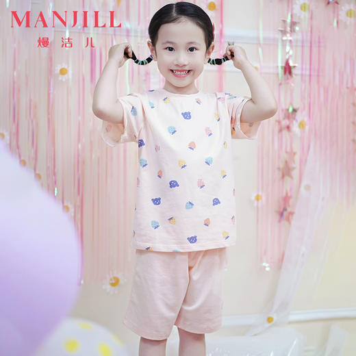 【130-140码】【商场同款】熳洁儿 夏季儿童家居服可爱95棉套装短袖短裤23203663 商品图1
