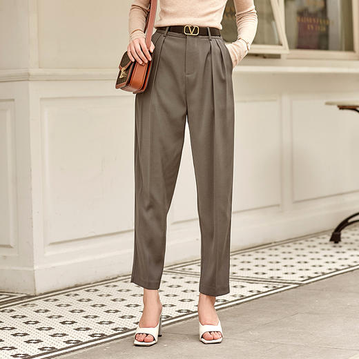 欧芮儿复古高腰显瘦百搭锥形老爹裤女2022春装新款九分休闲裤 商品图0