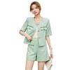 绿色短款小香风外套女夏季薄款气质名媛西装短裤套装高级感两件套 商品缩略图4