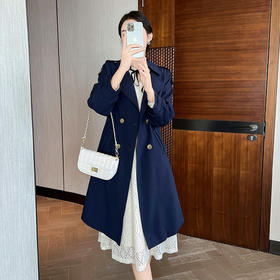 奢姿2024春季新款大码女装胖mm气质翻领灯笼袖通勤减龄风衣外套9933360008