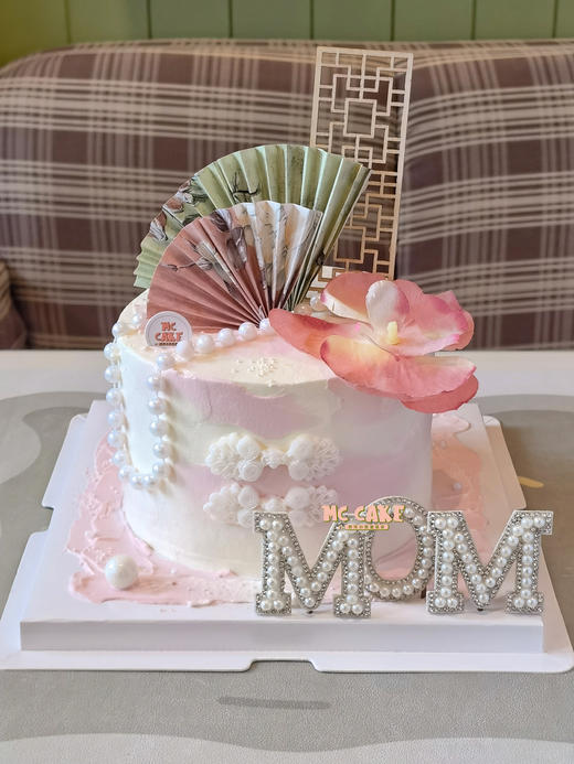 国风 国潮 新中式古风蛋糕 蝴蝶兰 折扇 商品图1