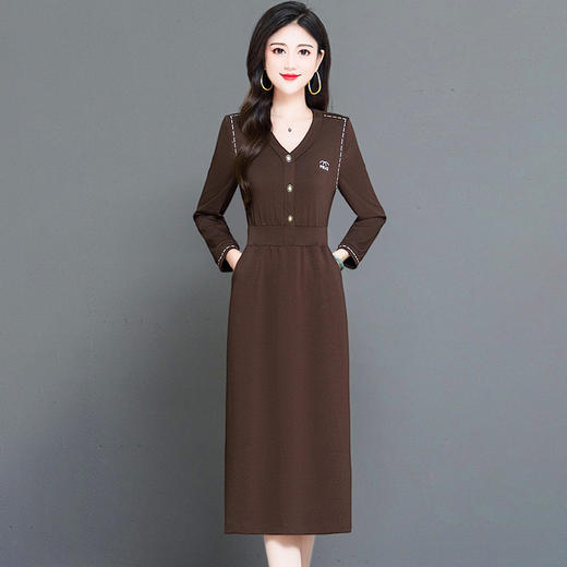 QYM X3801-Y连衣裙妈妈装时尚气质长袖裙 商品图0