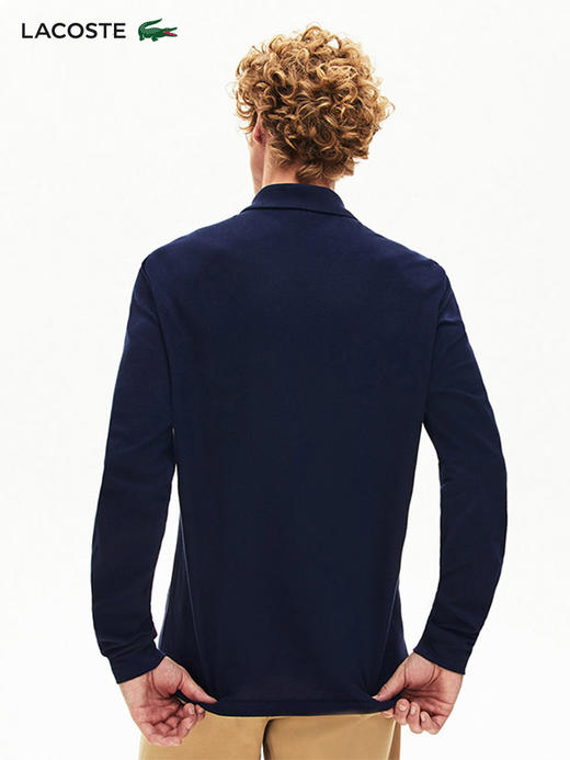 【海南专供价】Lacoste法国鳄鱼男装经典款商务简约长袖翻领POLO衫POLOL1312-98 商品图1
