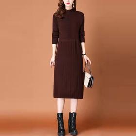 时尚优雅百搭，长袖打底纯色针织连衣裙AHMwjnz6622