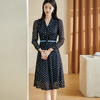 剩S/M 米思阳2026春季新款法式优雅波点连衣裙网纱显瘦长袖A字长裙2831 商品缩略图1