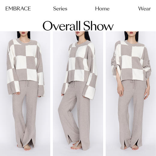 从轻抱抱家居服两件套装拼色套头睡衣简约保暖亲肤软绒秋冬女 商品图4