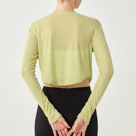 V领瑜伽服长袖短款外搭T恤薄款户外透气宽松健身上衣速干运动罩衫BM 00 MZ78 商品图1