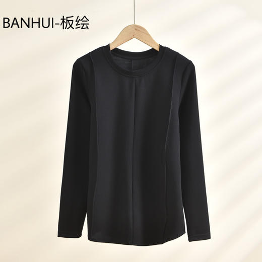 【BANHUI-板绘】韩版设计感圆领长袖T恤女修身显瘦上衣打底春秋季内搭百搭 商品图2