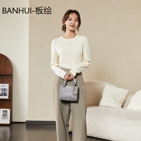 【BANHUI-板绘】韩版设计感圆领长袖T恤女修身显瘦上衣打底春秋季内搭百搭