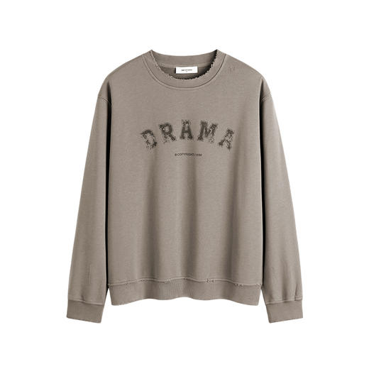 HIM漢崇  复古洗旧破损字母印花休闲长袖圆领套头卫衣2025秋季 商品图4