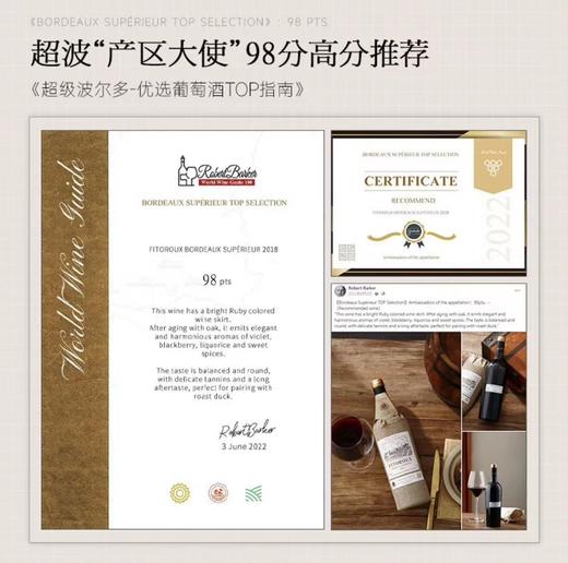 菲特瓦【葡萄酒指南98分！】法国原瓶进口红酒超级波尔多AOC干红葡萄酒 【24月窖藏】麻布款 6支木盒 商品图5