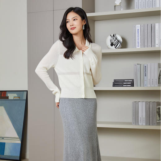 东黎 •山羊绒女士春秋松密度长袖开衫 3314 商品图2