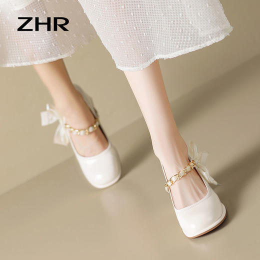 ZHR蝴蝶结玛丽珍小皮鞋百搭夏季鞋子女鞋高跟鞋女不累脚法式单鞋 商品图1