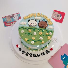 布布和一二情侣手绘蛋糕-低糖处理无添加