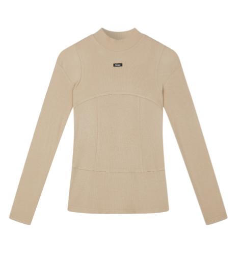 oneup纯色紧身拼接长袖 商品图4