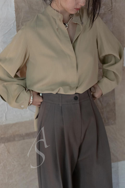 Studio Nicholson 23AW 芦苇绿ACUNA双褶阔腿裤 商品图3