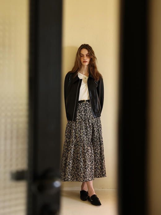 HeyDress法式复古碎花半身裙女秋季高腰显瘦印花半裙垂感A字伞裙 商品图2