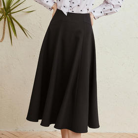 玳莎气质显瘦大摆伞裙2023年秋季新款垂感黑色赫本风中长款A字裙  DC34302