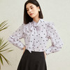玳莎印花真丝衬衫女春秋款23年可拆卸飘带领荷叶边袖桑蚕丝上衣 DC31307 商品缩略图1