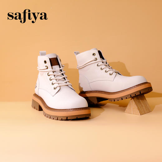 【年后发货】Safiya/索菲娅 2023冬季新品山系户外风百搭厚底防滑工装大黄靴马丁靴 SF34116034 商品图6