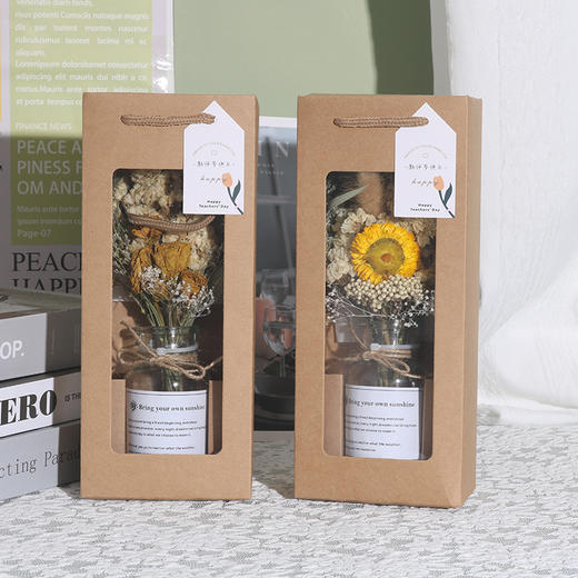 【创意节日礼品！康乃馨干花花束】教师节礼物、母亲节必备。文艺家居玻璃瓶摆件，永不凋谢的干花lish 商品图2