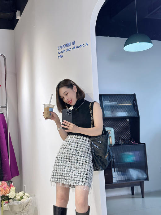 PIANAI冷小姐# 不一样的 Look / 黑白流苏小香半裙 商品图1