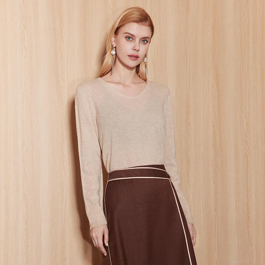 EITIE爱特爱冬季新款100%山羊绒舒适保暖套头纯色显瘦针织衫7201905 商品图2