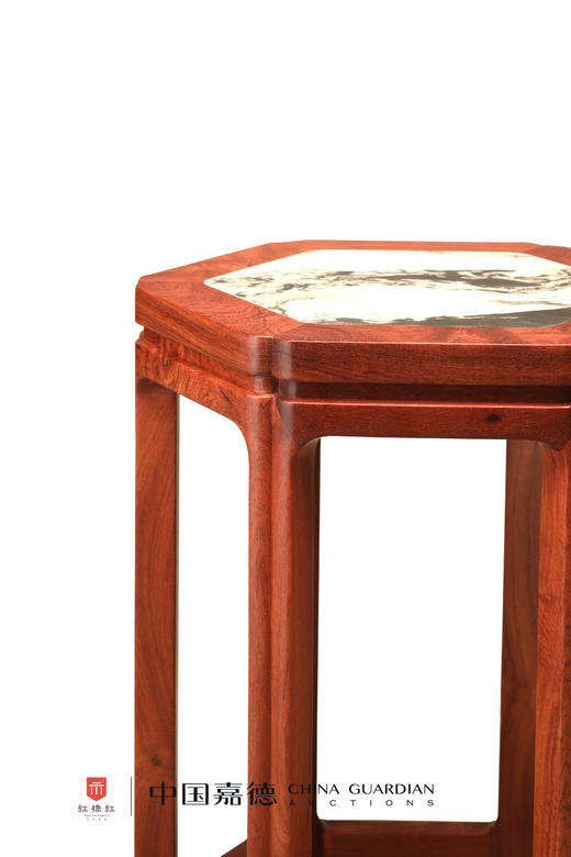 红桥红  家具严选  缅甸花梨（大果紫檀）【48 云石面直腿六角海棠 方凳】 商品图2