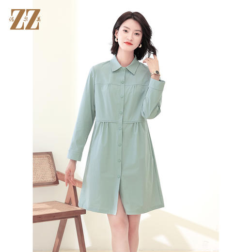 佐尔美秋季新款 气质时尚通勤衬衣领长风衣女E33FC11 商品图1