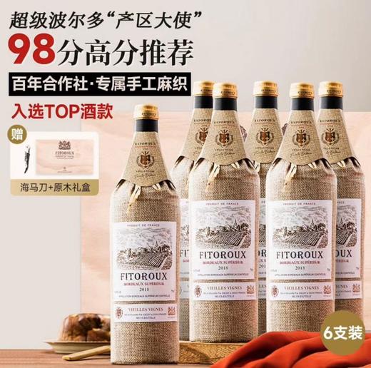 菲特瓦【葡萄酒指南98分！】法国原瓶进口红酒超级波尔多AOC干红葡萄酒 【24月窖藏】麻布款 6支木盒 商品图6