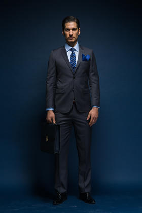 Jameskingdom占姆士男士经典商务羊毛混纺套西外套净色男士合体职业西装套装西裤