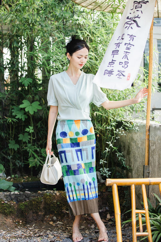 Avann油画设计感褶皱裙 商品图3