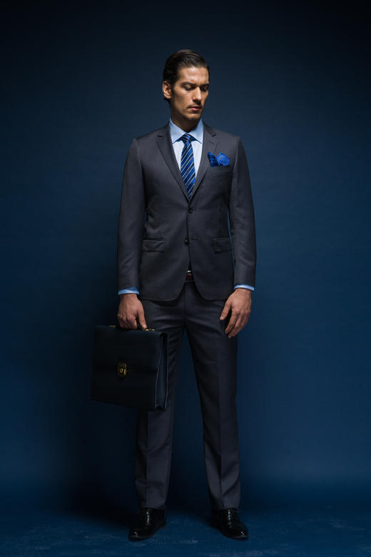 Jameskingdom占姆士男士经典商务羊毛混纺套西外套净色男士合体职业西装套装西裤 商品图1