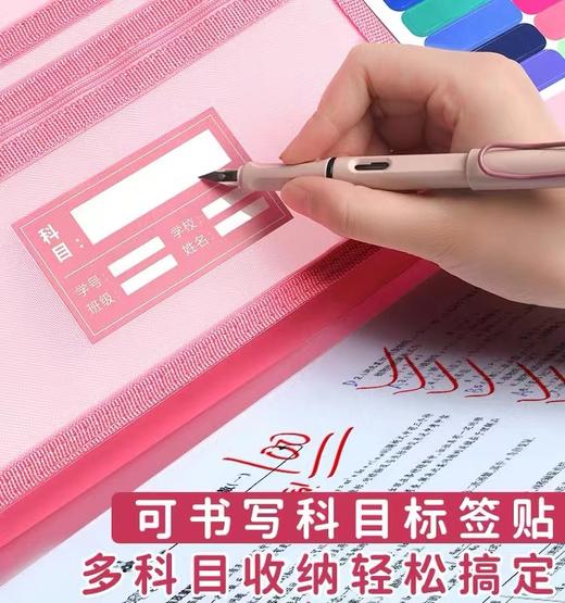 a4手提式文件夹科目试卷夹科目袋初中小学生收纳整理分类多层分层插页手拎式风琴包竖款 商品图3