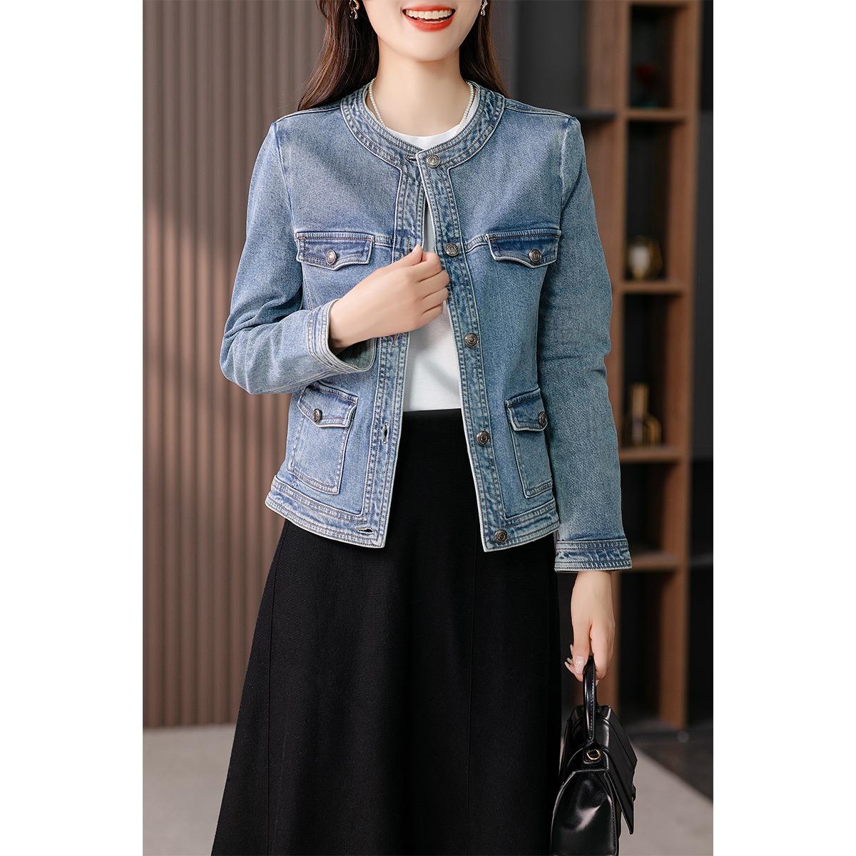 89395原形设计感牛仔上衣短外套女2024春季新款韩版显瘦小个子休闲夹克