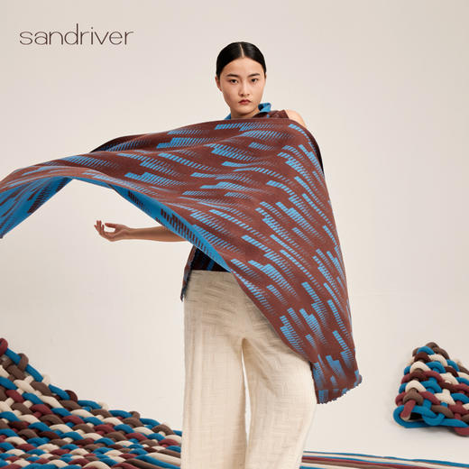 羊绒提花流苏围巾SJF95P006W 商品图1