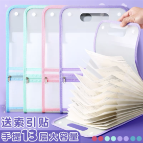 a4手提式文件夹科目试卷夹科目袋初中小学生收纳整理分类多层分层插页手拎式风琴包竖款